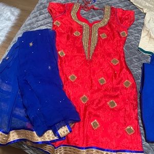 Red and Blue gorgeous salwar suit size 36